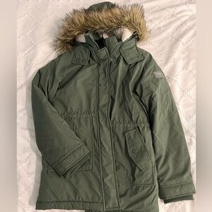 Abercrombie fleece lined parka with faux fur hood